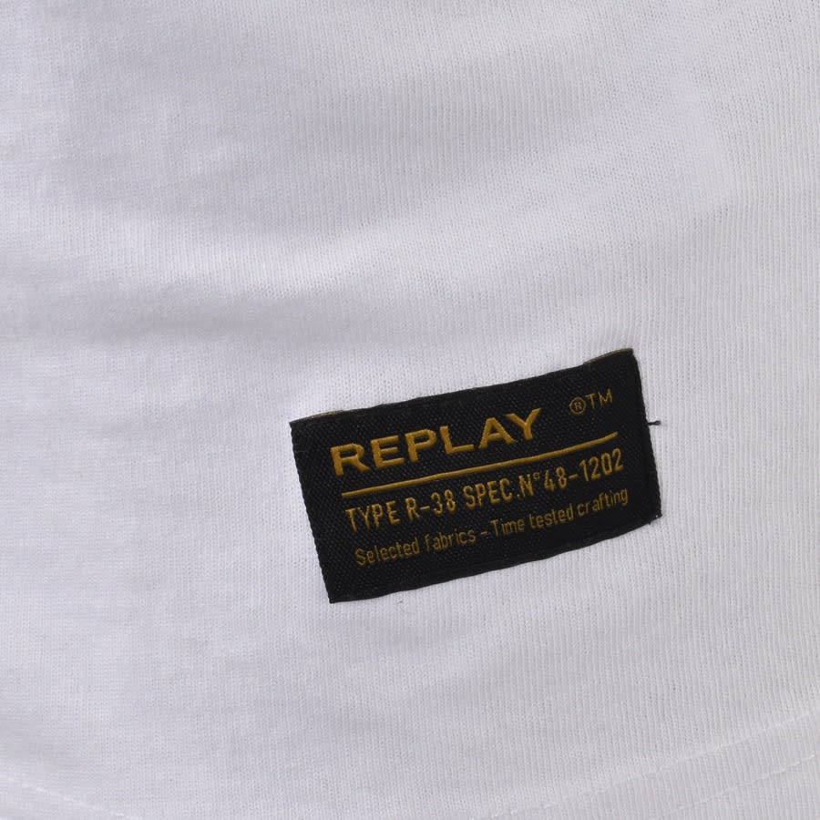 Alternative Image for ProductReplay Logo Crew Neck T Shirt White3